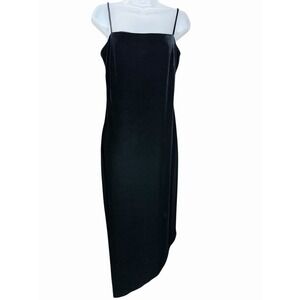 Arianna Rachel Kaye Velvet Slip Dress Black 90s Whimsigoth Asymmetrical‎ Evening